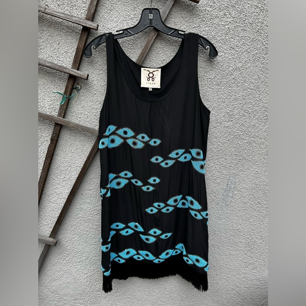 Figue Beaded Evil Eye Silk fringe Dress
